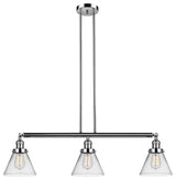 Large Cone 3-Light Island Light, Clear Glass, Polished Nickel