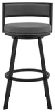Roman 26" Gray Faux Leather and Black Metal Swivel Bar Stool