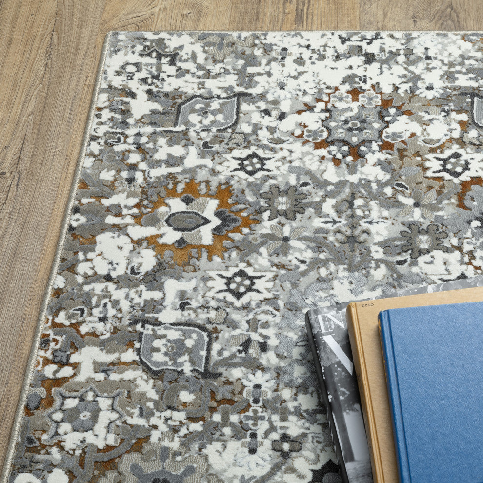 Galion Distressed Stains Ivory/Multi Indoor Area Rug, 7'10"x10'10"