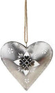 6" Silver and White Floral Heart Christmas Ornament