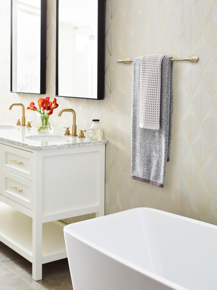 Amerock St. Vincent Contemporary Towel Bar, Golden Champagne, 24" Center-to-Cent