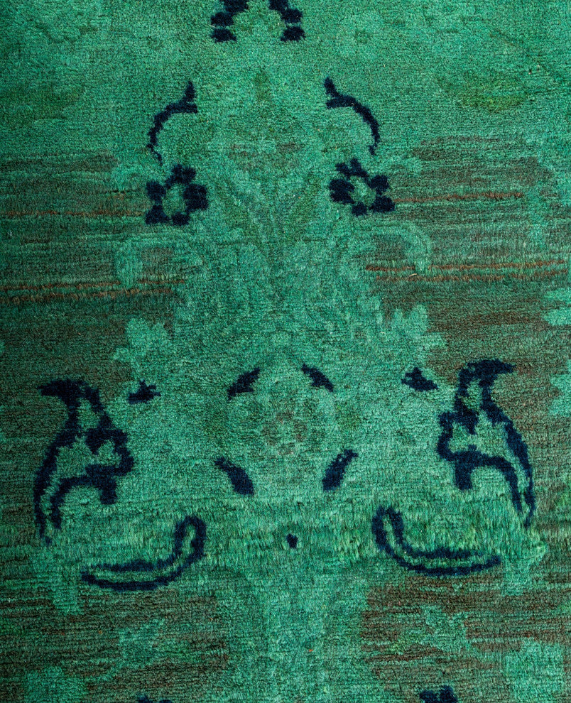Overdyed One-of-a-Kind Hand-Knotted Area Rug Green, 6' 2" x 8' 10"