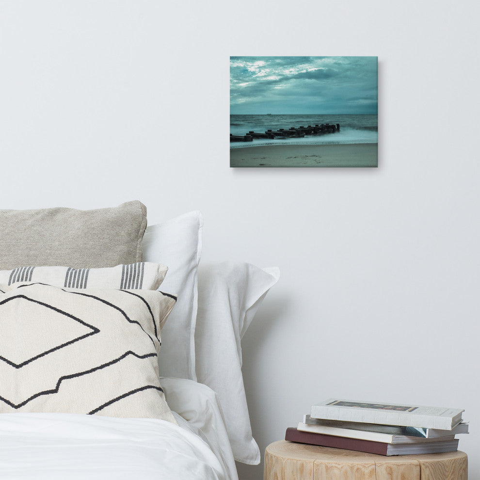 Blue Morning at Rehoboth Coastal Landscape Photo Canvas Wall Art Print, 12" X 16"