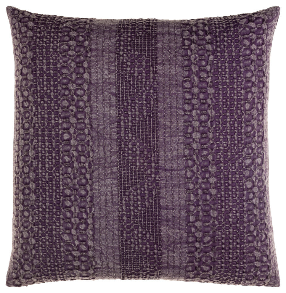 Surya Washed Waffle Medium Purple Pillow Shell With Polyester Insert 18"H X 18"W