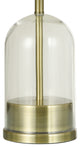 Glass Table Lamp Brushed Gold Finish White Linen Shade