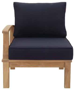 Marina Outdoor Patio Teak Left-Facing Sofa, Natual Navy