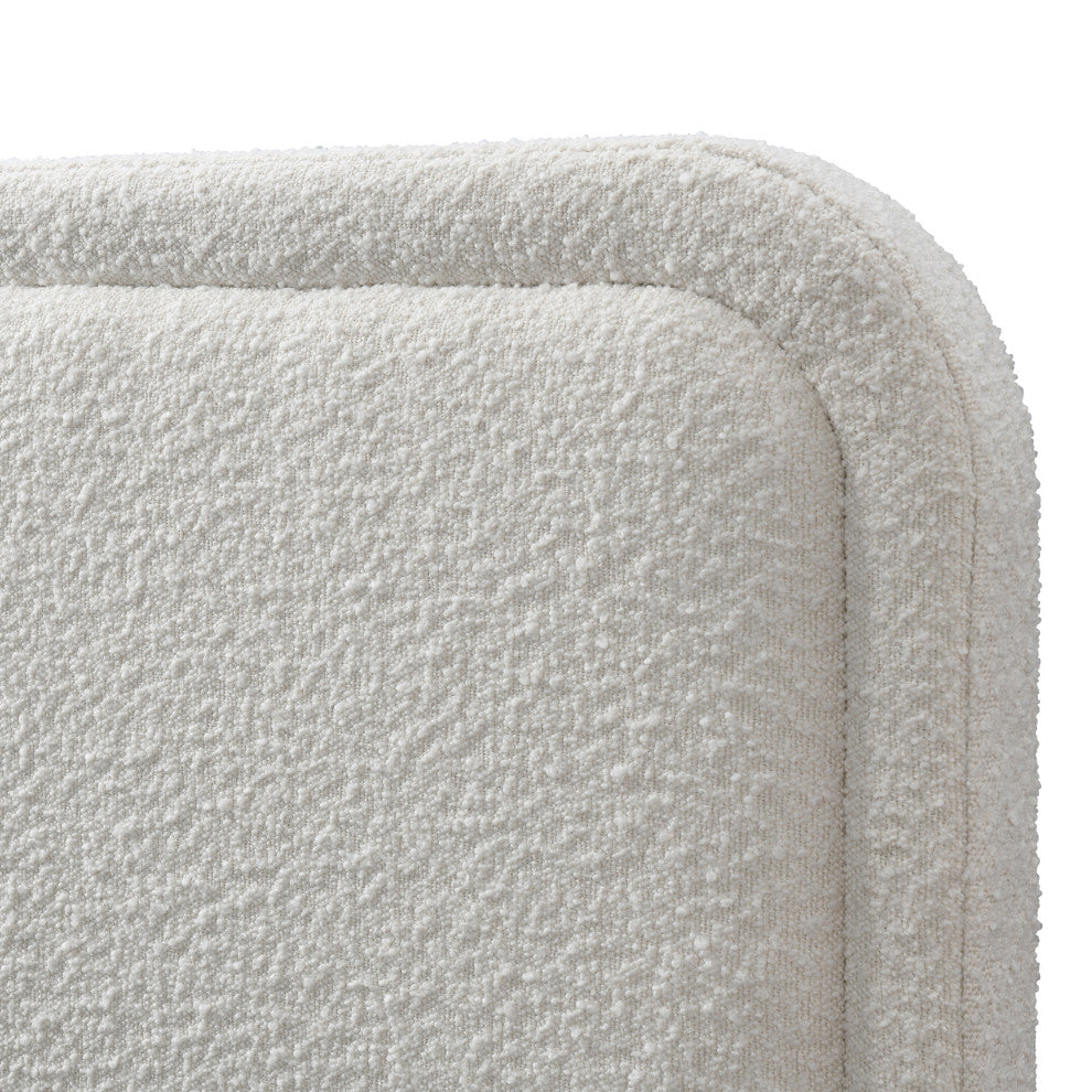 Omax Decor Chloe Modern Fabric Upholstered Platform Bed, White Boucle, King