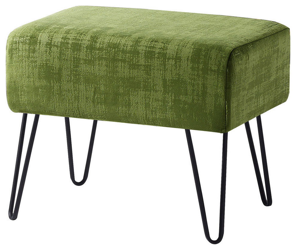 Textured Velvet Ottoman, Calla Green