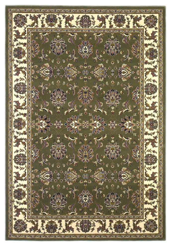 9' X 13'  Polypropylene Green Or  Ivory  Area Rug