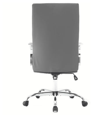 LeisureMod Sonora High-Back Adjustable Leather Conference Chair, Gray