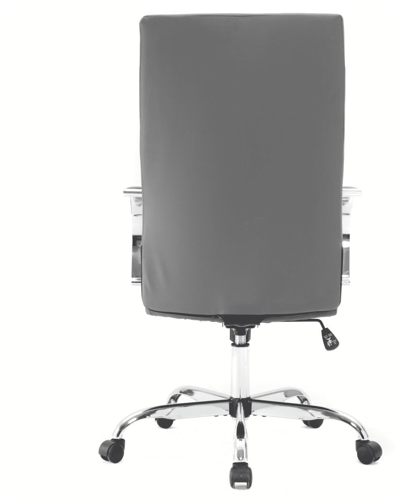 LeisureMod Sonora High-Back Adjustable Leather Conference Chair, Gray