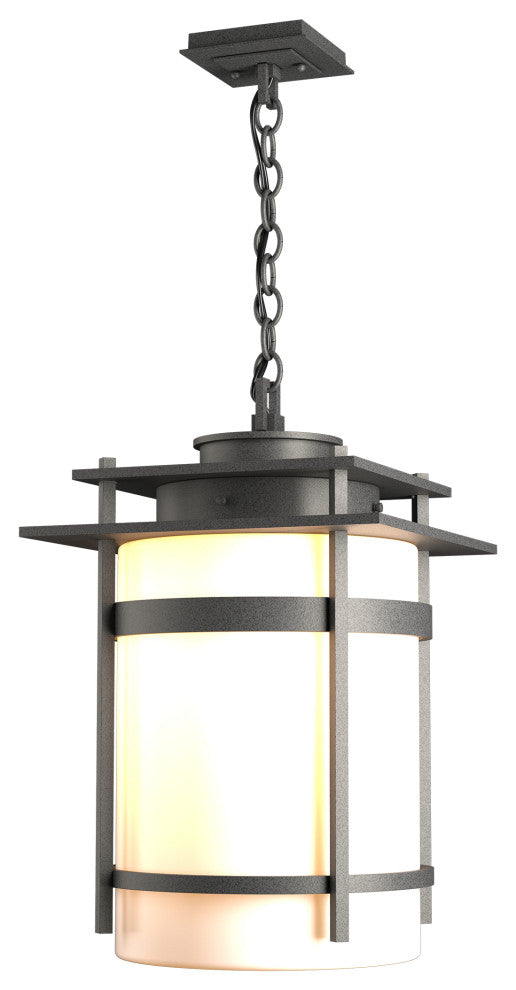 Banded Large Outdoor Fixture, Coastal Natural Iron Finish, Opal Glass