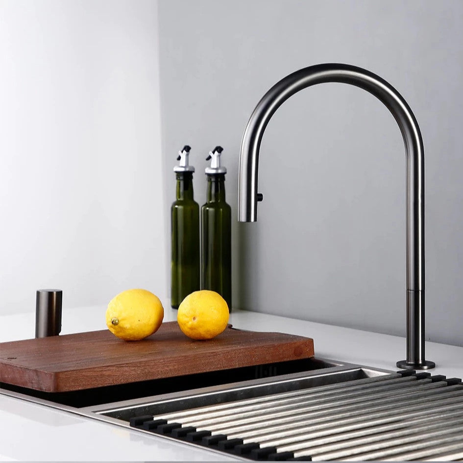 Bagnox™ Solid Brass Pull Down Kitchen Sink Faucet, Gunmetal