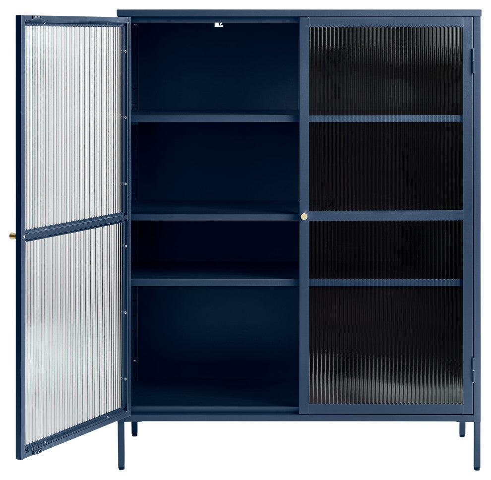 Metal & Glass 55" Display Cabinet, Blue