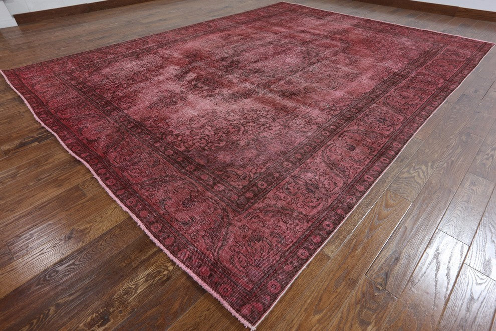 Oriental Floral Overdyed Hand Knotted Area Rug 10'x12', W2070