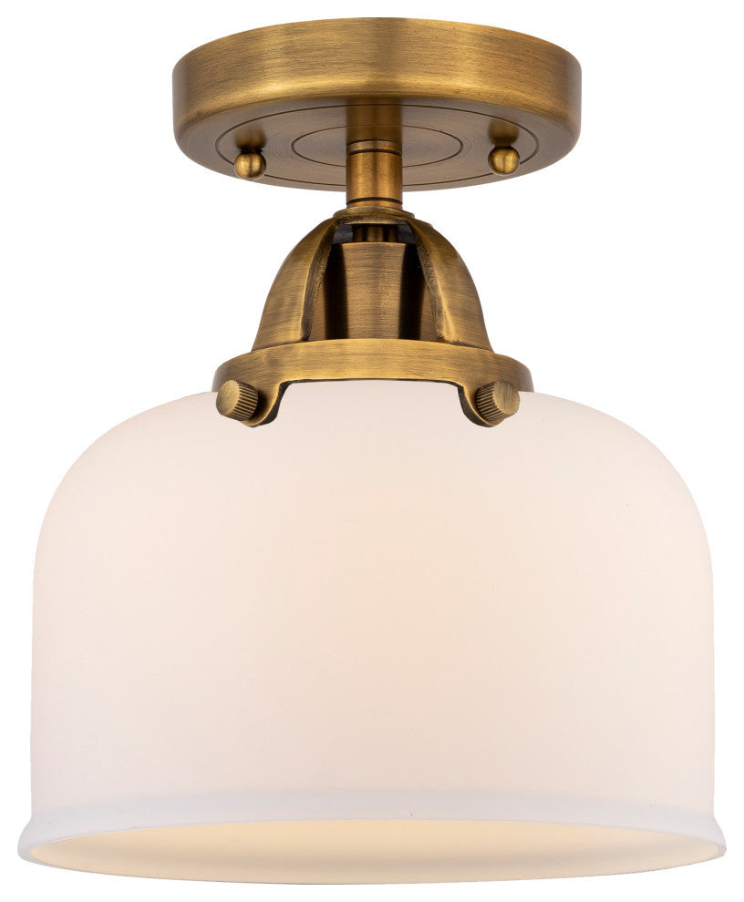 Large Bell Semi-Flush Mount, Brushed Brass, Matte White, Matte White