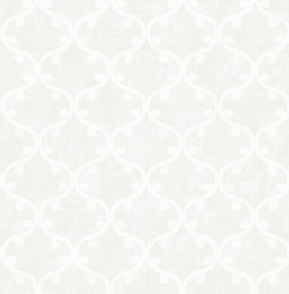 White Geometric Scroll Wallpaper