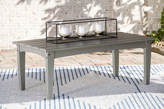 Durable Outdoor Coffee Table with HDPE Construction and Slatted Rectangular Top, Gray