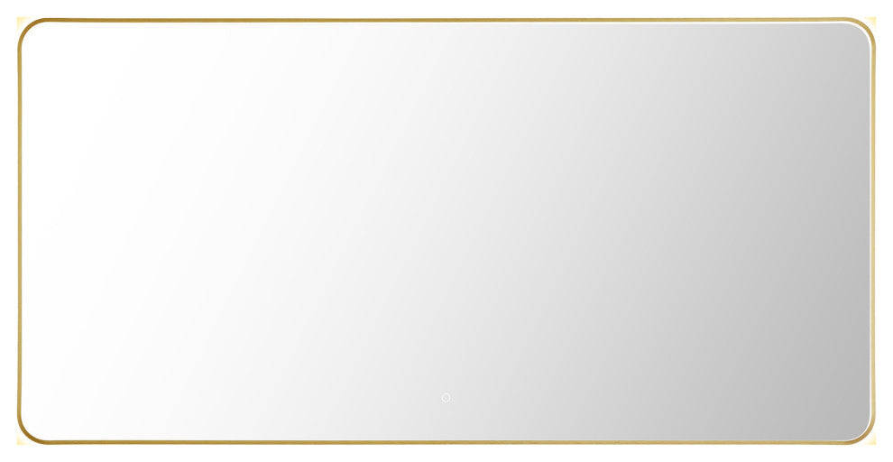 Dazzle Rectangular Bathroom/Vanity LED Lighted Wall Mirror, Brushed Gold, 72"