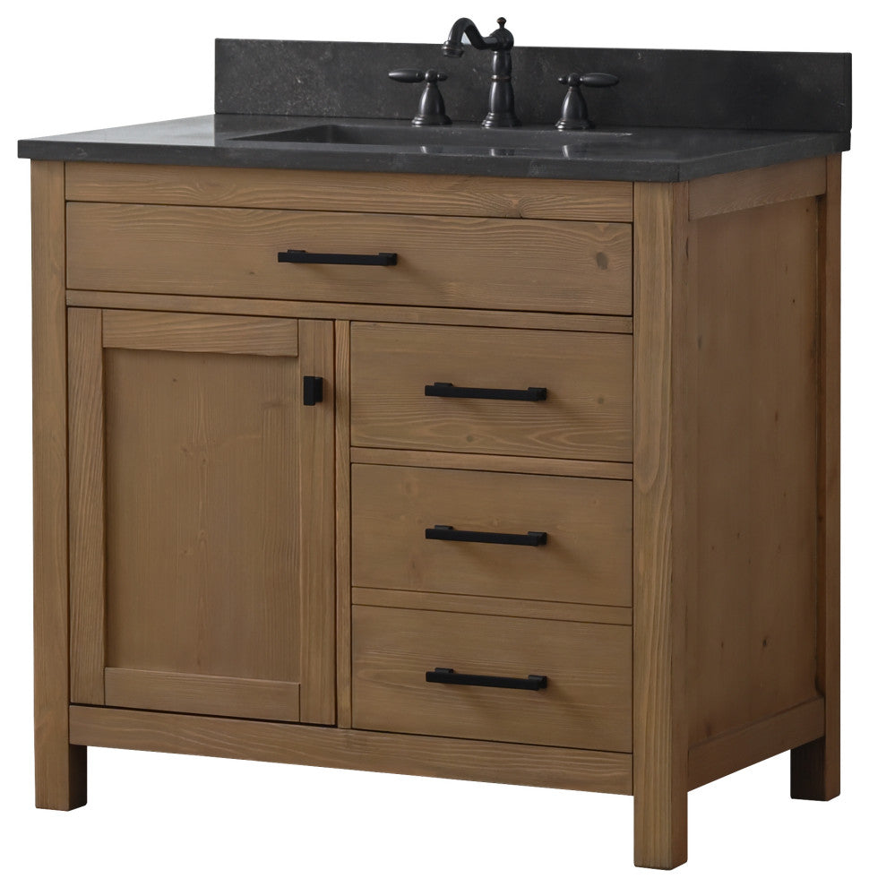 Jasper 36" Bathroom Vanity, Textured Natural, Blue Limestone