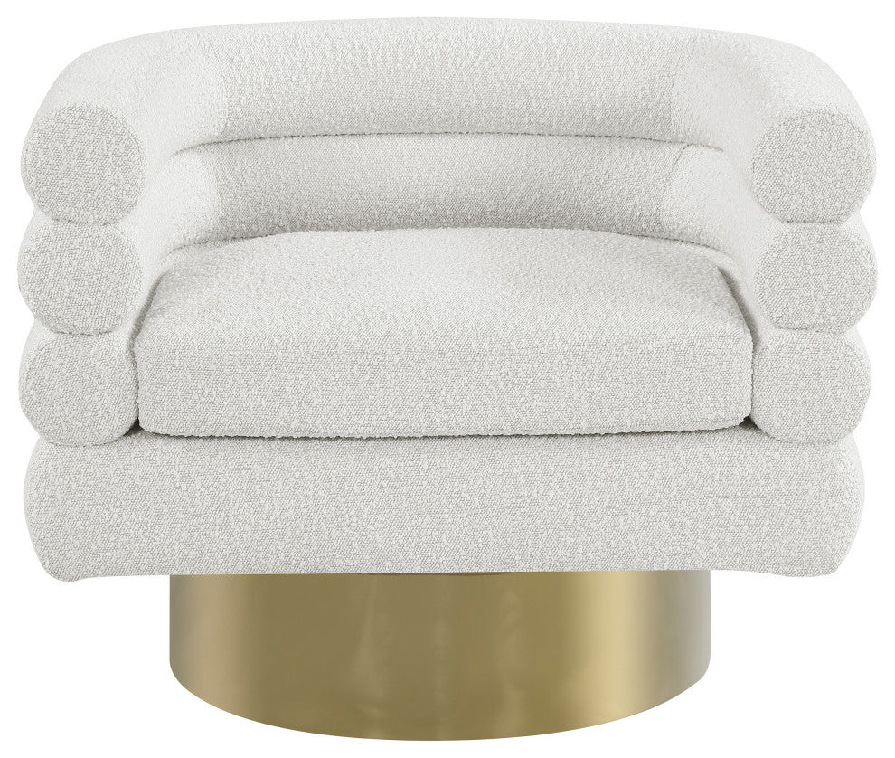 Tessa Boucle Fabric Upholstered Accent Chair, Cream