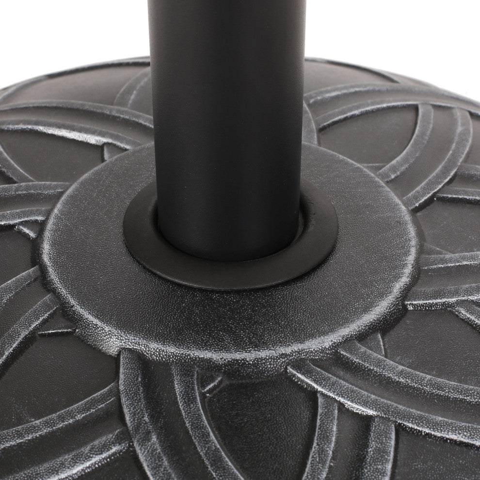GDF Studio Noah Outdoor 55lb Concrete Circular Umbrella Base, Hammered Iron