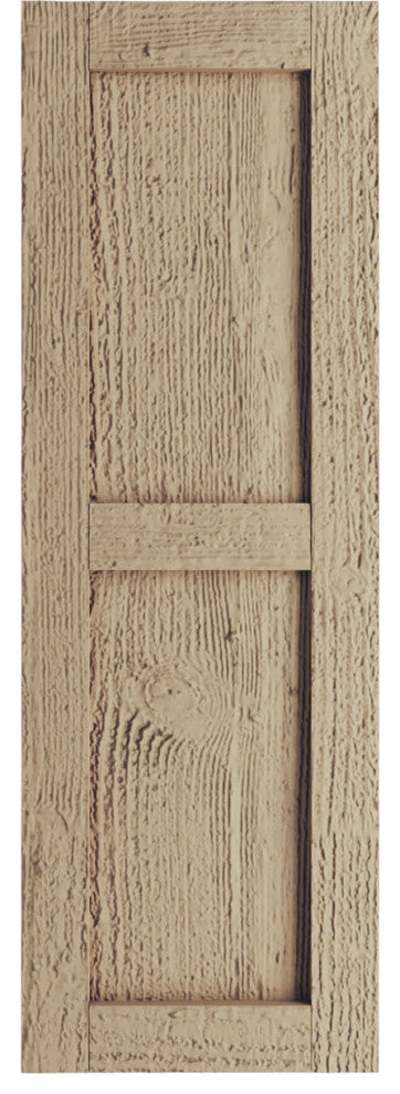 Rustic Two Equal Panel Flat Panel Rough Sawn Faux Wood Shutters (Per Pair)