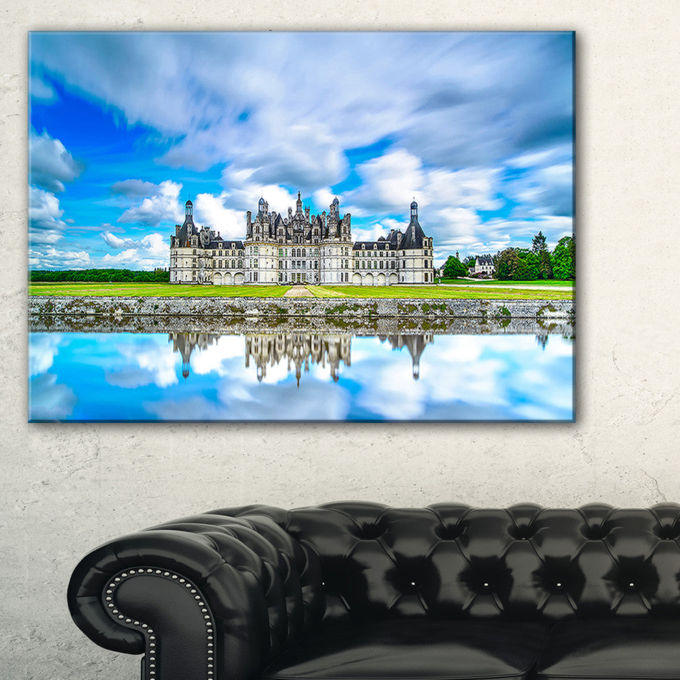 "Chateau De Chambord Castle in Blue" Landscape Wall Art Print, 32"x16"