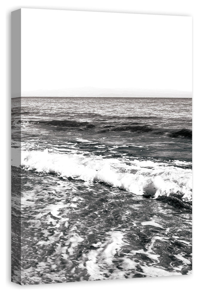Black and White Ocean Waves 24x36 Canvas Wall Art