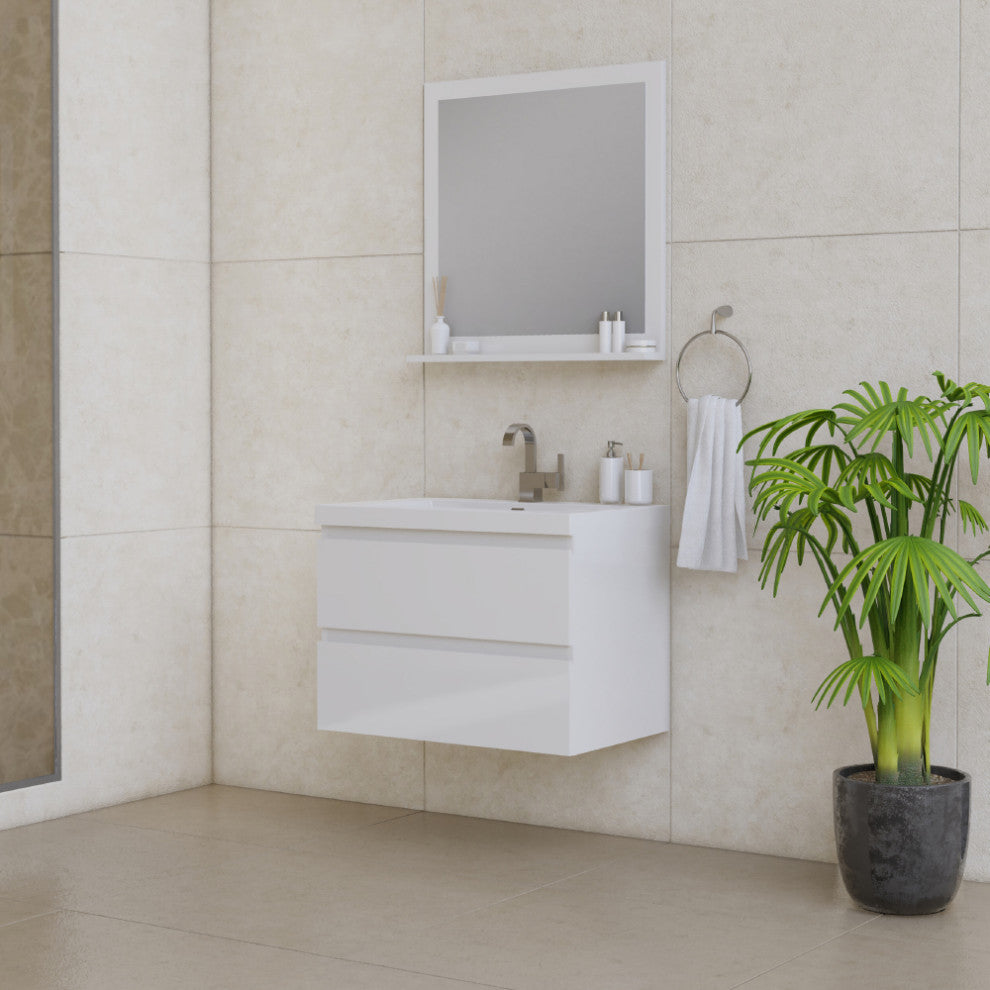 Paterno 30" Wall Mounted Bathroom Vanity With Sink, White