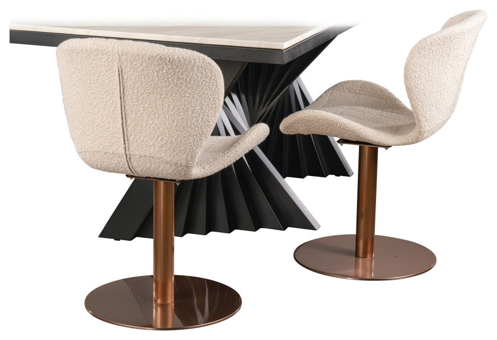 Xander Swivel Chair, Off White and Bronze