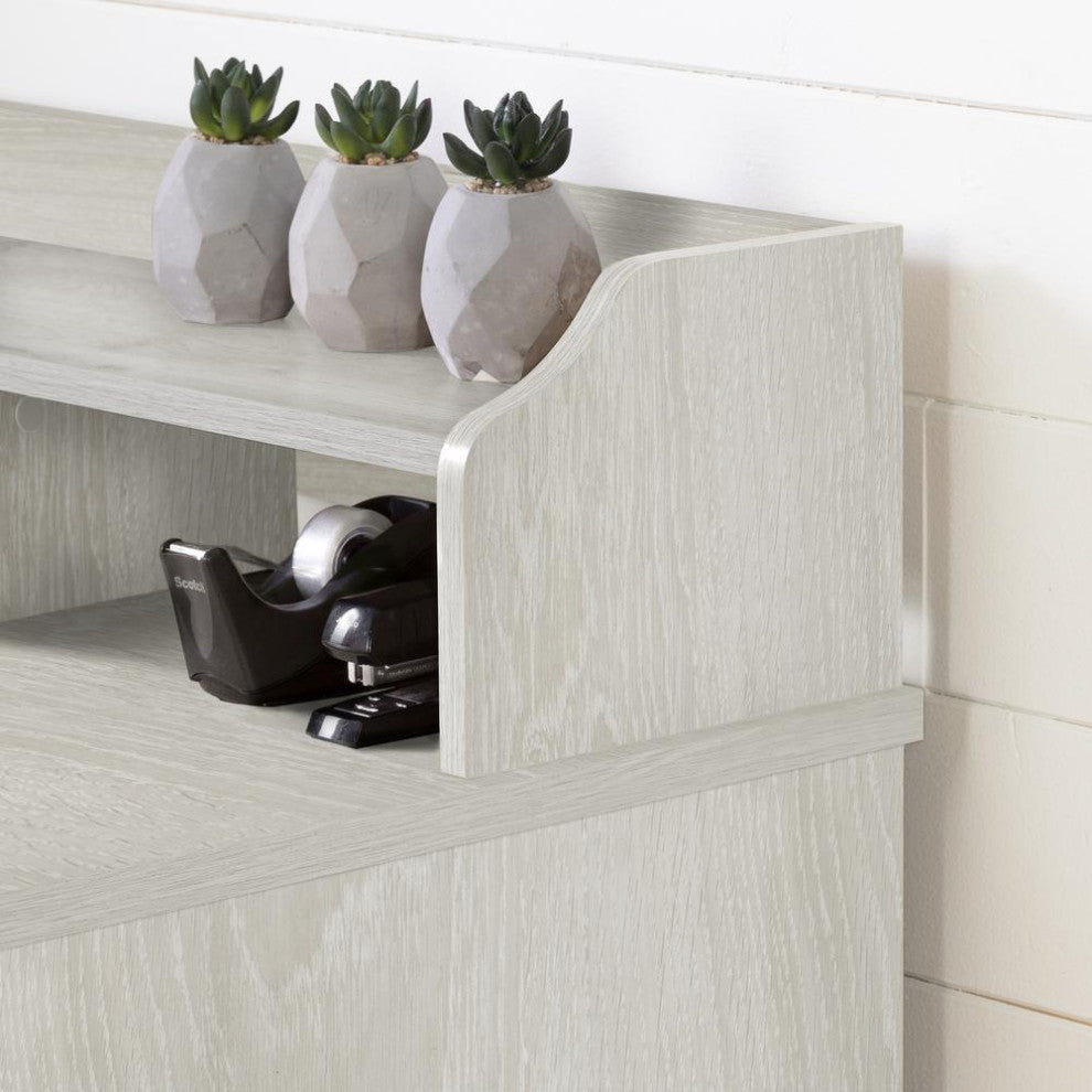 Versa Computer Desk with Hutch, Winter Oak