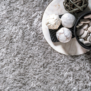 Nuloom Soft and Plush Cloudy Solid Shag Rug, Silver 5'3"x7'6"
