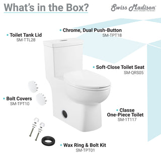 Classe One-Piece Toilet Dual Flush 0.8/1.28 GPF, Glossy White