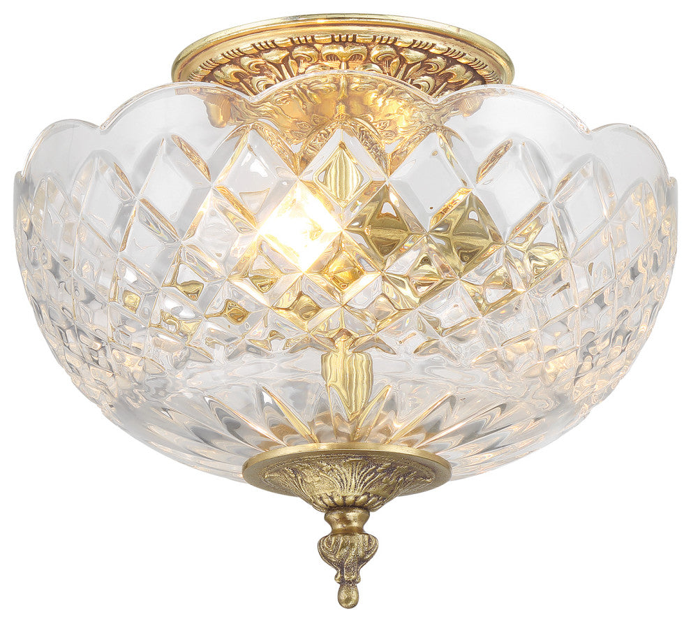 Milton 2 Light Olde Brass Semi Flush Mount