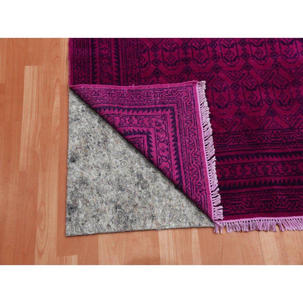 Overdyed Pink, 100% Cotton Hand Knotted Agra Design Rug, 8'0"x9'7"