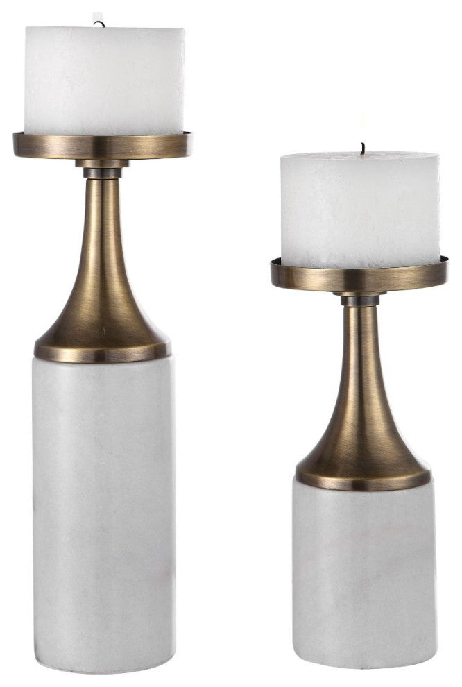 Uttermost Castiel Marble Candleholders, Set of 2