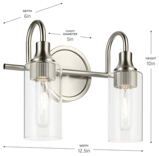 12.5" 2-Light Vanity Light With Clear Glass