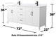 Elan 72" Double Vanity, White, White Quartz Top, 1-Hole, Black Trim