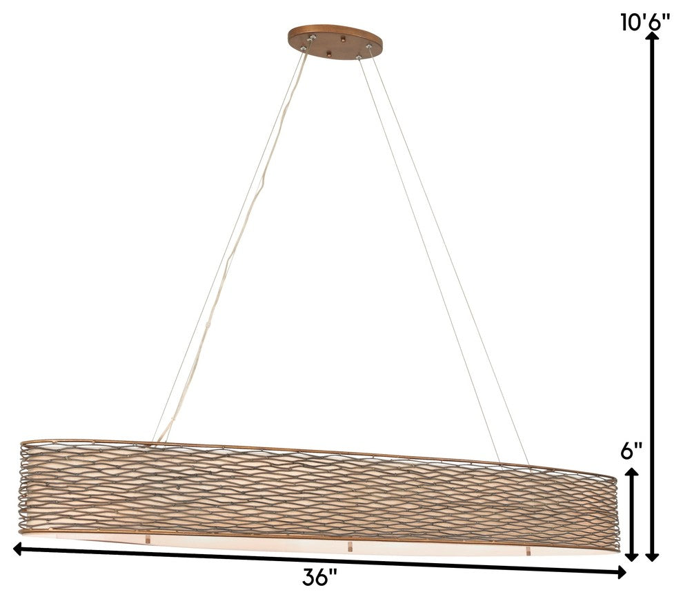 Varaluz-247N06HO-Six Light Linear Pendant Hammered Ore