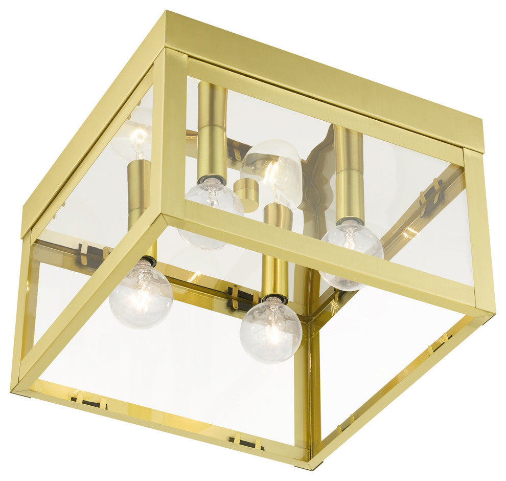Satin Brass Transitional, Nautical,  Mission, Flush Mount