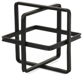 Alle Black Geometric Decor Cube - Large