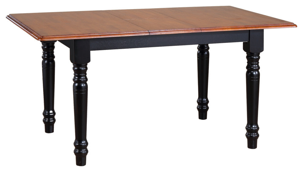 60" Rectangular Extendable Butterfly Leaf Dining Table, Cherry/Black Wood