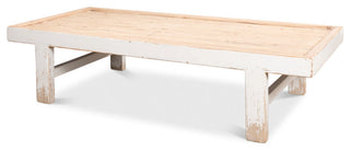 Large Wood Panel Coffee Table Antique White