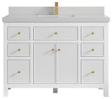 Sonoma 48 Single Sink Reeded Bath Vanity in White 2" Carrara Quartz