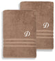 Denzi Bath Sheets With Monogrammed Letter, Set of 2, D