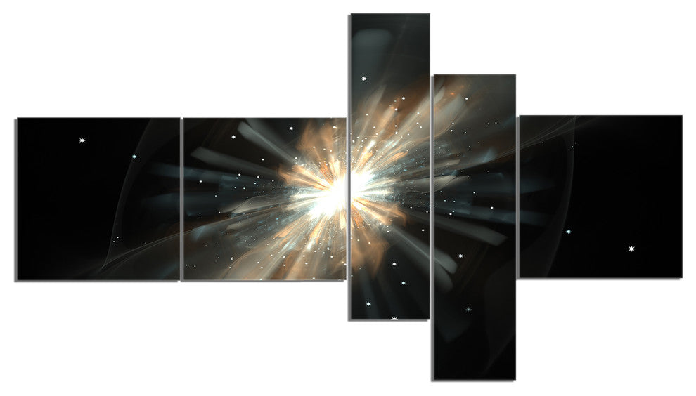 Fractal Star Galaxy, Abstract Canvas art print, 60"x32", 5 panels