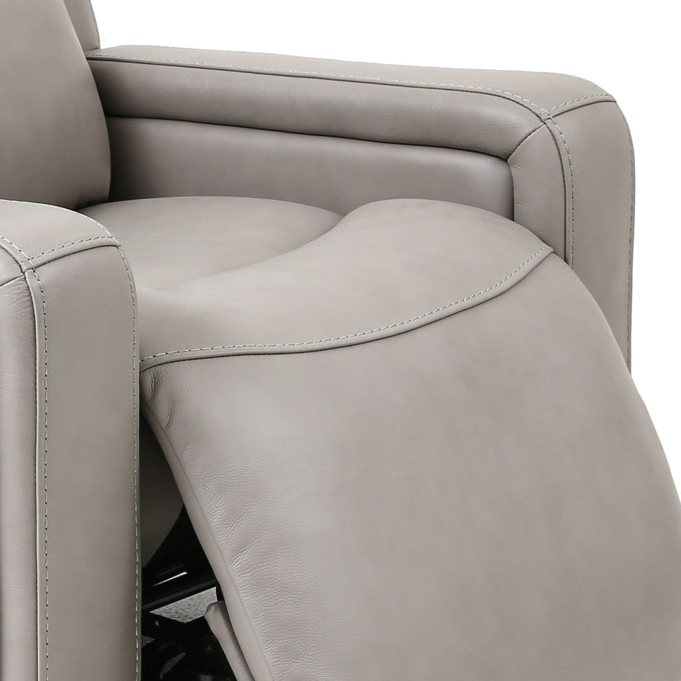 Claude Dual Power Recliner Chair, Light Gray Genuine Leather