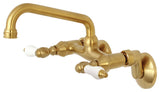 Kingston Brass Two-Handle Wall Mount Kitchen Faucet, Brushed Brass