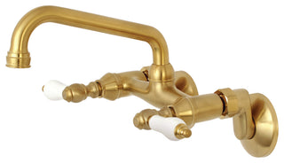 Kingston Brass Two-Handle Wall Mount Kitchen Faucet, Brushed Brass